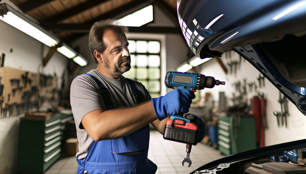 Slovenian mechanic using impact wrench